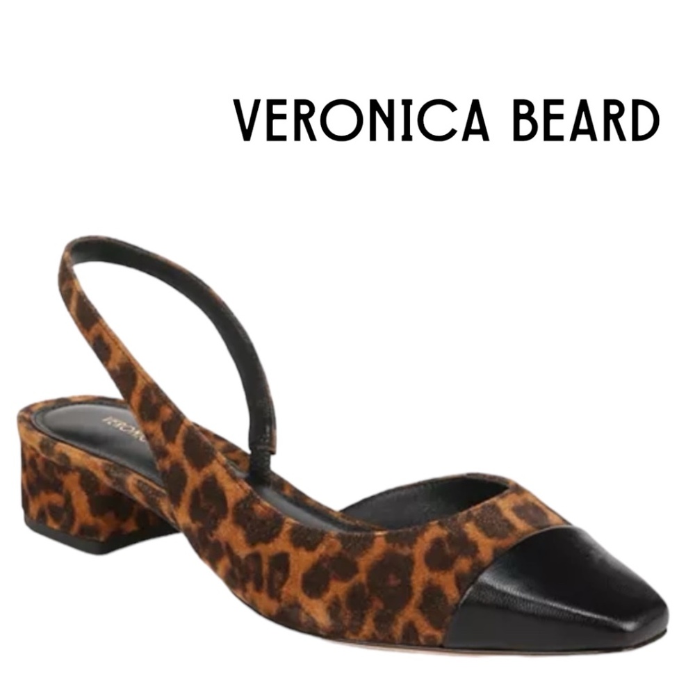 Veronica Beard Leopard Print Flats with Black Accents
